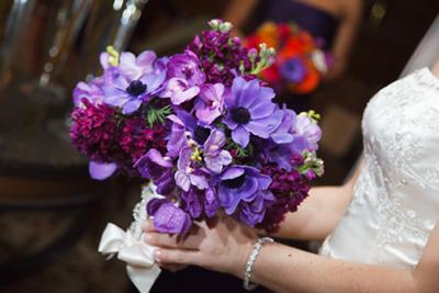 Beautiful bouquet with purple flowers